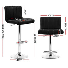 Load image into Gallery viewer, Set of 4 Line Style PU Leather Bar Stools - Black
