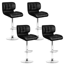 Load image into Gallery viewer, Set of 4 PU Leather Gas Lift Bar Stools - Black and Chrome
