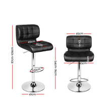 Load image into Gallery viewer, Set of 4 PU Leather Gas Lift Bar Stools - Black and Chrome
