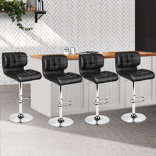 Load image into Gallery viewer, Set of 4 PU Leather Gas Lift Bar Stools - Black and Chrome
