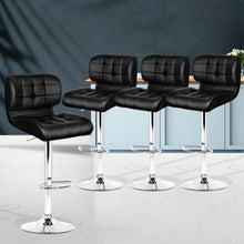 Load image into Gallery viewer, Set of 4 PU Leather Gas Lift Bar Stools - Black and Chrome
