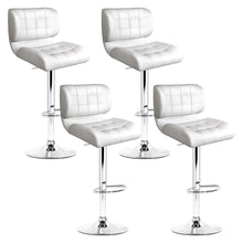 Load image into Gallery viewer, Set of 4 PU Leather Gas Lift Bar Stools - White and Chrome
