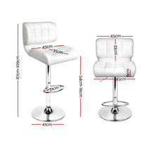 Load image into Gallery viewer, Set of 4 PU Leather Gas Lift Bar Stools - White and Chrome
