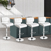 Load image into Gallery viewer, Set of 4 PU Leather Gas Lift Bar Stools - White and Chrome
