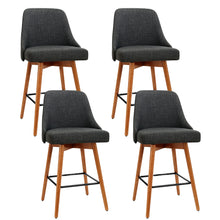 Load image into Gallery viewer, Set of 4 Wooden Fabric Bar Stools With Square Footrest - Charcoal
