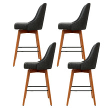 Load image into Gallery viewer, Set of 4 Wooden Fabric Bar Stools With Square Footrest - Charcoal
