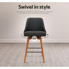 Load image into Gallery viewer, Set of 4 Wooden Fabric Bar Stools With Square Footrest - Charcoal
