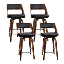 Load image into Gallery viewer, Set of 4 Wooden PU Leather Bar Stools - Black and Wood
