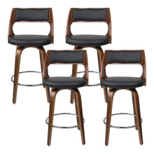 Load image into Gallery viewer, Set of 4 Wooden PU Leather Bar Stools - Black and Wood
