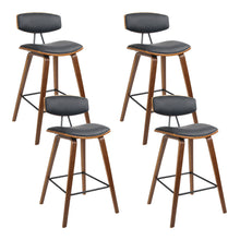 Load image into Gallery viewer, Set of 4 PU Leather Circular Footrest Bar Stools - Black
