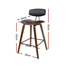 Load image into Gallery viewer, Set of 4 PU Leather Circular Footrest Bar Stools - Black
