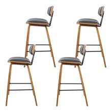 Load image into Gallery viewer, Set of 4 PU Leather Circular Footrest Bar Stools - Black
