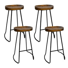 Load image into Gallery viewer, Set of 4 Elm Wood Backless Bar Stools 75cm - Black
