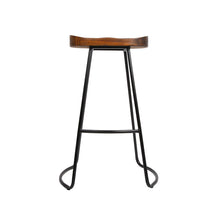 Load image into Gallery viewer, Set of 4 Elm Wood Backless Bar Stools 75cm - Black
