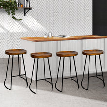 Load image into Gallery viewer, Set of 4 Elm Wood Backless Bar Stools 75cm - Black
