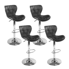 Load image into Gallery viewer, Set of 4 PU Leather Patterned Bar Stools - Black and Chrome
