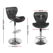 Load image into Gallery viewer, Set of 4 PU Leather Patterned Bar Stools - Black and Chrome
