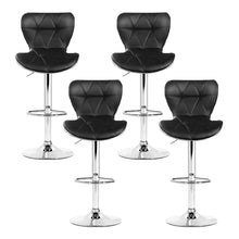 Load image into Gallery viewer, Set of 4 PU Leather Patterned Bar Stools - Black and Chrome
