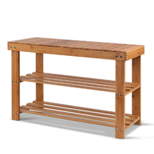 Load image into Gallery viewer, Bamboo Shoe Rack With Wooden Seat
