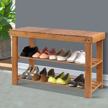 Load image into Gallery viewer, Bamboo Shoe Rack With Wooden Seat
