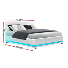 Load image into Gallery viewer, Lumi LEDPU Leather Gas Lift with Storage White Double  Bed Frame
