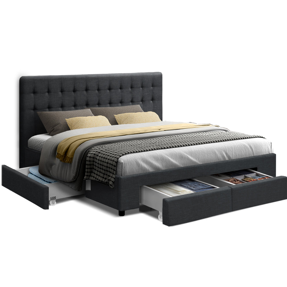 Fabric Charcoal King Bed Frame