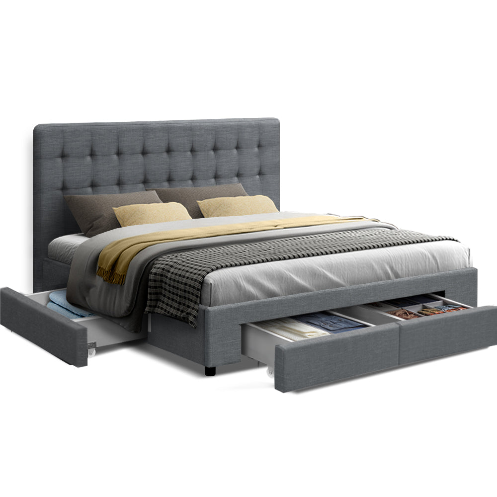 Fabric Grey Queen Bed Frame