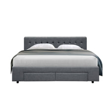 Load image into Gallery viewer, Fabric Grey Queen Bed Frame
