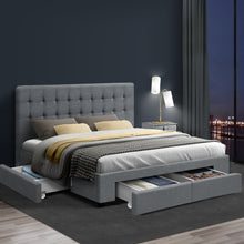 Load image into Gallery viewer, Fabric Grey Queen Bed Frame
