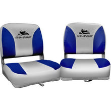 Load image into Gallery viewer, Set of 2 Folding Swivel Boat Seats - Grey &amp; Blue
