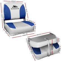 Load image into Gallery viewer, Set of 2 Folding Swivel Boat Seats - Grey &amp; Blue
