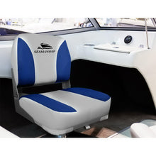 Load image into Gallery viewer, Set of 2 Folding Swivel Boat Seats - Grey &amp; Blue
