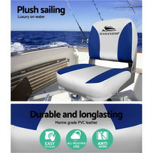 Load image into Gallery viewer, Set of 2 Folding Swivel Boat Seats - Grey &amp; Blue
