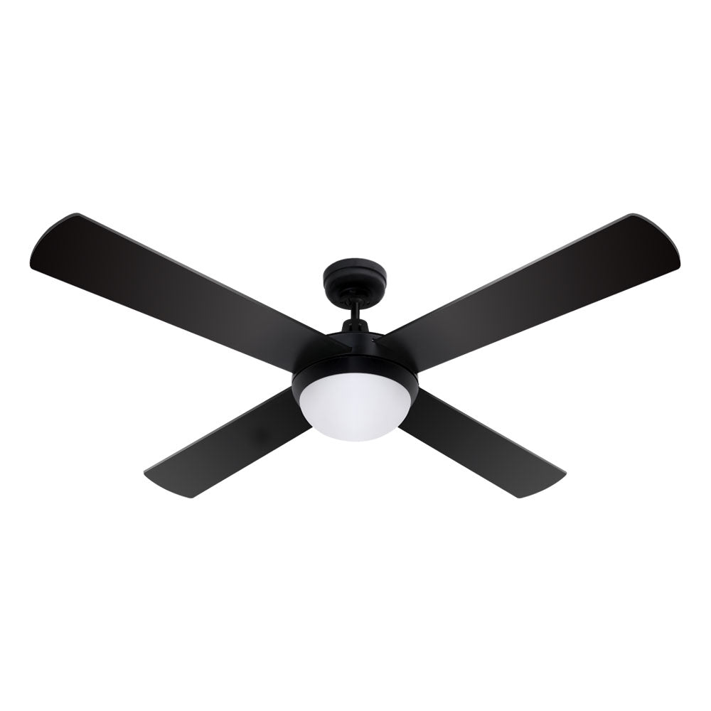 52'' Ceiling Fan w/Light w/Remote Timer - Black