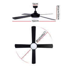 Load image into Gallery viewer, 52&#39;&#39; Ceiling Fan w/Light w/Remote Timer - Black
