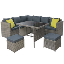 Load image into Gallery viewer, 6PC Outdoor Wicker Table Chairs Lounge Set - Grey
