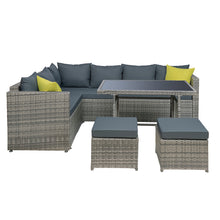 Load image into Gallery viewer, 6PC Outdoor Wicker Table Chairs Lounge Set - Grey
