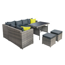 Load image into Gallery viewer, 6PC Outdoor Wicker Table Chairs Lounge Set - Grey
