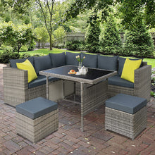 Load image into Gallery viewer, 6PC Outdoor Wicker Table Chairs Lounge Set - Grey
