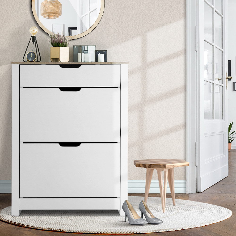 16 Pairs White Shoe Cabinet