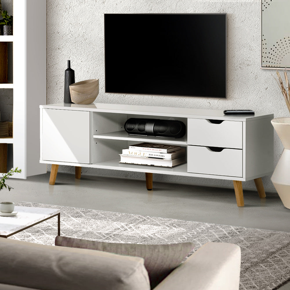 120cm Wooden Scandinavian White TV Cabinet Entertainment Unit