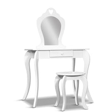 Load image into Gallery viewer, Children Vanity Dressing Table Stool Set with Mirror Drawer -  White
