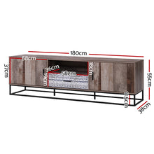 Load image into Gallery viewer, 180cm Wooden Industrial Rustic TV Cabinet Entertainment Unit
