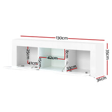 Load image into Gallery viewer, 130cm High Gloss Tempered Glass Shelf White TV Stand Entertainment Unit
