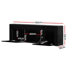 Load image into Gallery viewer, 130cm RGB LED High Gloss Black TV Cabinet Entertainment Unit
