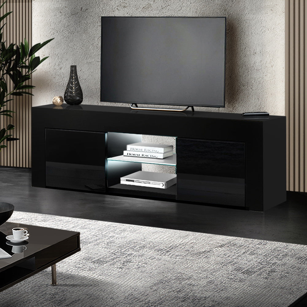 130cm RGB LED High Gloss Black TV Cabinet Entertainment Unit