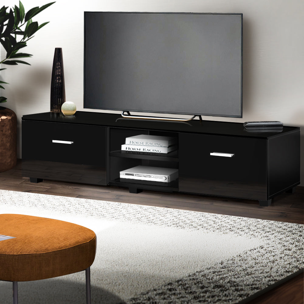 140cm High Gloss Black TV Cabinet Stand Entertainment Unit