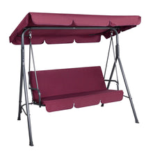 Load image into Gallery viewer, 3 Seater Garden Backyard Canopy Swing Chair - Wine red
