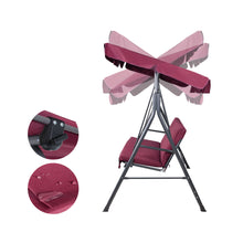 Load image into Gallery viewer, 3 Seater Garden Backyard Canopy Swing Chair - Wine red
