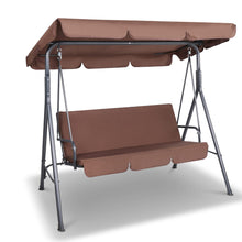 Load image into Gallery viewer, 3 Seater Outdoor Canopy Swing Chair - Coffee
